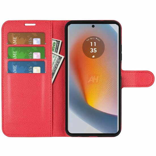 Motorola Edge 50 Fusion Hoesje - MobyDefend Kunstleren Wallet Book Case (Sluiting Voorkant) - Rood