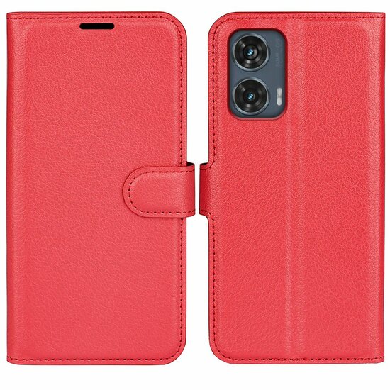 Motorola Edge 50 Fusion Hoesje - MobyDefend Kunstleren Wallet Book Case (Sluiting Voorkant) - Rood