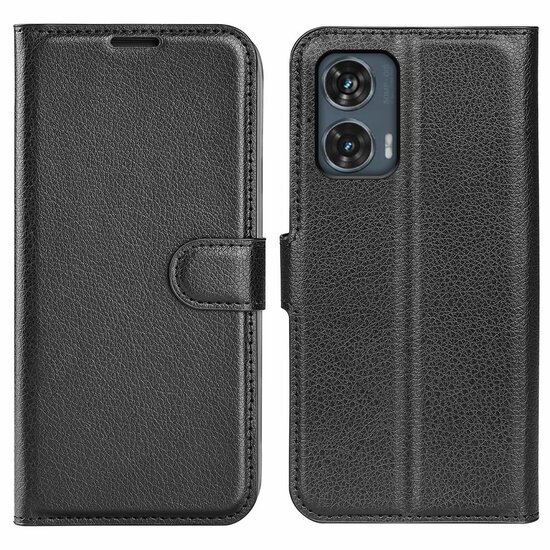 Motorola Edge 50 Fusion Hoesje - MobyDefend Kunstleren Wallet Book Case (Sluiting Voorkant) - Zwart