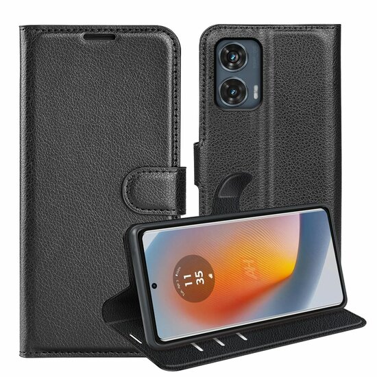 Motorola Edge 50 Fusion Hoesje - MobyDefend Kunstleren Wallet Book Case (Sluiting Voorkant) - Zwart