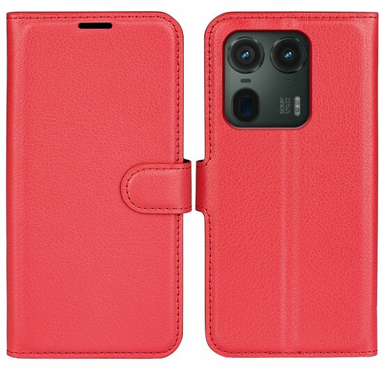 Motorola Edge 50 Ultra Hoesje - MobyDefend Kunstleren Wallet Book Case (Sluiting Voorkant) - Rood