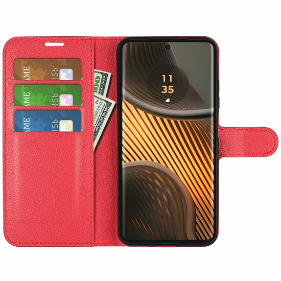 Motorola Edge 50 Ultra Hoesje - MobyDefend Kunstleren Wallet Book Case (Sluiting Voorkant) - Rood