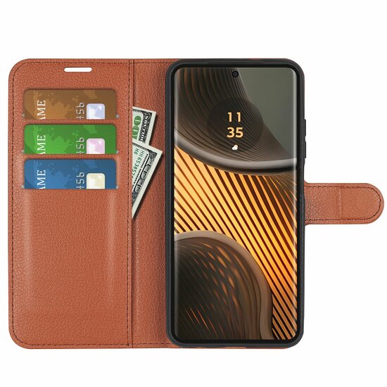 Motorola Edge 50 Ultra Hoesje - MobyDefend Kunstleren Wallet Book Case (Sluiting Voorkant) - Bruin