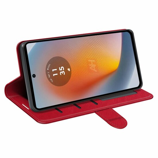 Motorola Edge 50 Fusion Hoesje - MobyDefend Wallet Book Case (Sluiting Achterkant) - Rood