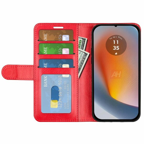 Motorola Edge 50 Fusion Hoesje - MobyDefend Wallet Book Case (Sluiting Achterkant) - Rood