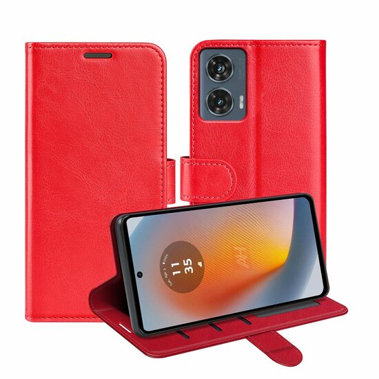 Motorola Edge 50 Fusion Hoesje - MobyDefend Wallet Book Case (Sluiting Achterkant) - Rood