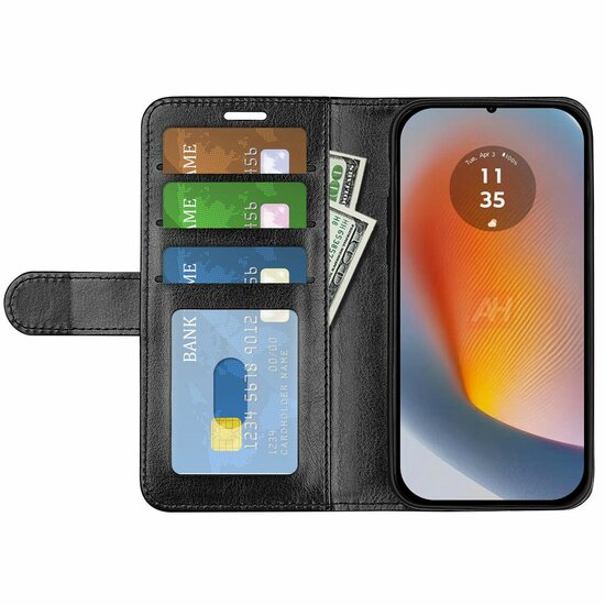 Motorola Edge 50 Fusion Hoesje - MobyDefend Wallet Book Case (Sluiting Achterkant) - Zwart