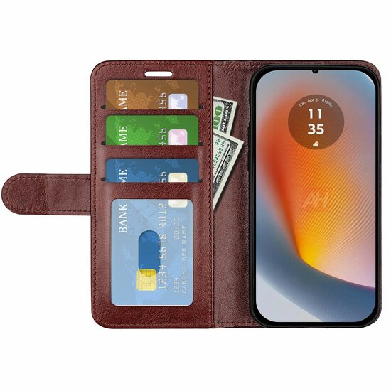 Motorola Edge 50 Fusion Hoesje - MobyDefend Wallet Book Case (Sluiting Achterkant) - Bruin