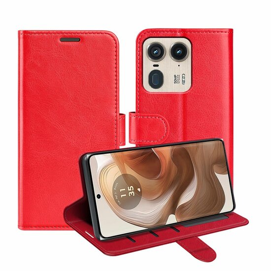 Motorola Edge 50 Ultra Hoesje - MobyDefend Wallet Book Case (Sluiting Achterkant) - Rood