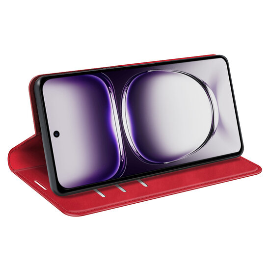 Oppo Reno12 Pro Hoesje - Luxe Wallet Bookcase (Magnetische Sluiting) - Rood