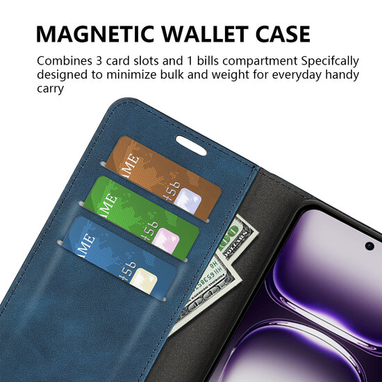 Oppo Reno12 Pro Hoesje - Luxe Wallet Bookcase (Magnetische Sluiting) - Zwart