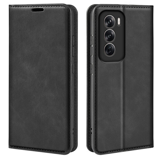 Oppo Reno12 Pro Hoesje - Luxe Wallet Bookcase (Magnetische Sluiting) - Zwart