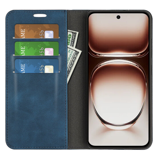 Oppo Reno12 Hoesje - Luxe Wallet Bookcase (Magnetische Sluiting) - Blauw