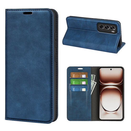 Oppo Reno12 Hoesje - Luxe Wallet Bookcase (Magnetische Sluiting) - Blauw