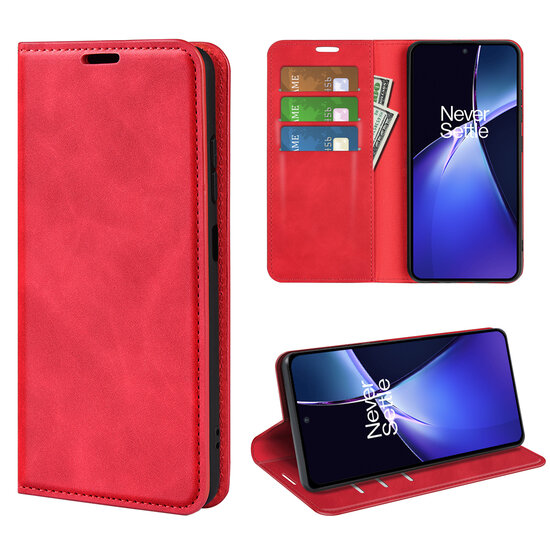 OnePlus Nord CE 4 Lite Hoesje - Luxe Wallet Bookcase (Magnetische Sluiting) - Rood