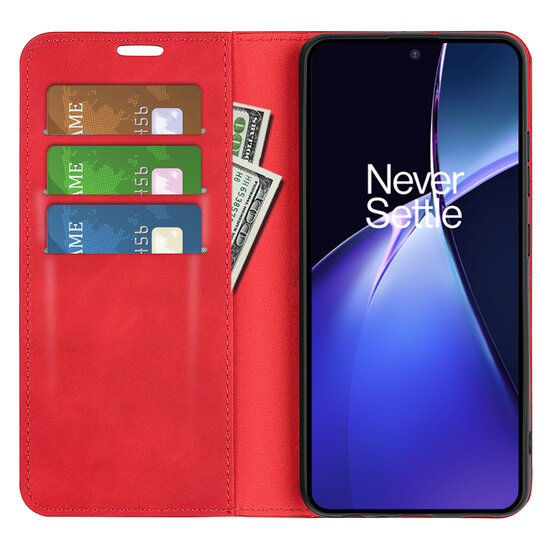 OnePlus Nord CE 4 Lite Hoesje - Luxe Wallet Bookcase (Magnetische Sluiting) - Rood