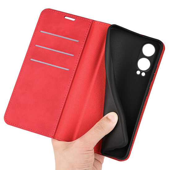 OnePlus Nord CE 4 Lite Hoesje - Luxe Wallet Bookcase (Magnetische Sluiting) - Rood