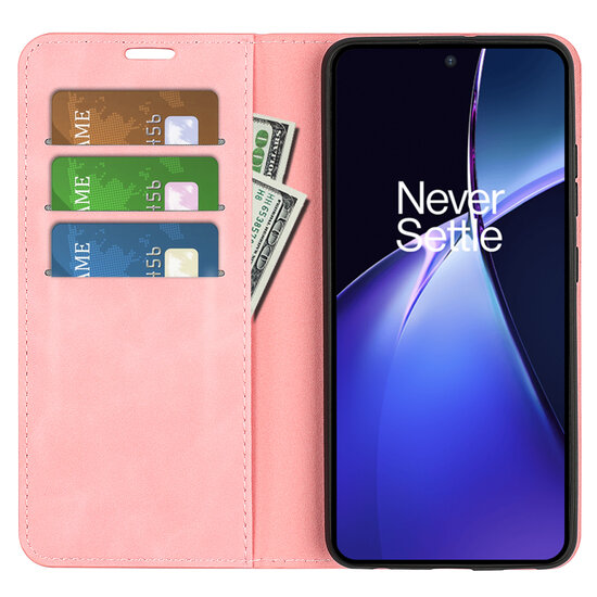 OnePlus Nord CE 4 Lite Hoesje - Luxe Wallet Bookcase (Magnetische Sluiting) - Roze