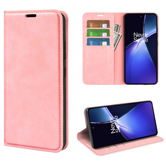 OnePlus Nord CE 4 Lite Hoesje - Luxe Wallet Bookcase (Magnetische Sluiting) - Roze