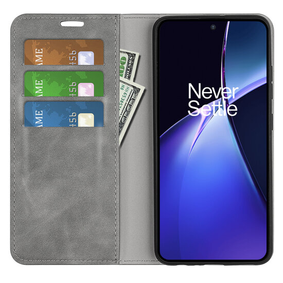 OnePlus Nord CE 4 Lite Hoesje - Luxe Wallet Bookcase (Magnetische Sluiting) - Grijs