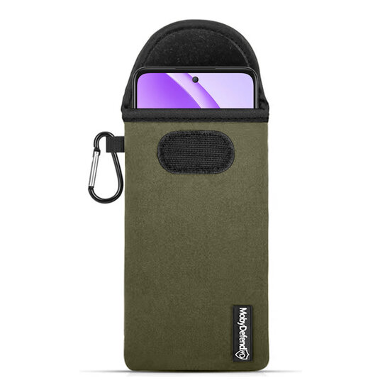 Hoesje voor Oppo A80 5G - MobyDefend Neopreen Pouch Met Karabijnhaak - Insteekhoesje - Riemlus Hoesje - Groen