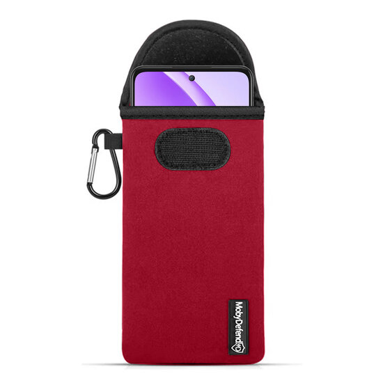 Hoesje voor Oppo A80 5G - MobyDefend Neopreen Pouch Met Karabijnhaak - Insteekhoesje - Riemlus Hoesje - Rood