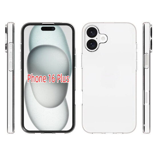 iPhone 16 Plus Hoesje - MobyDefend Transparante TPU Backcover - Volledig Doorzichtig