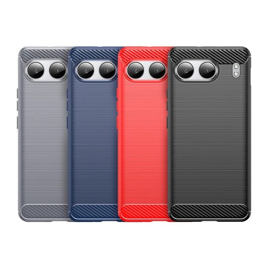 OnePlus Nord 4 Hoesje - MobyDefend TPU Backcover - Geborstelde Metaal &amp; Carbon-Look - Zwart