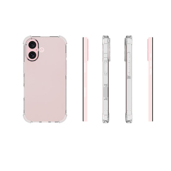 iPhone 16 Hoesje - MobyDefend Transparante Shockproof TPU Backcover - Verstevigde Hoeken - Volledig Doorzichtig