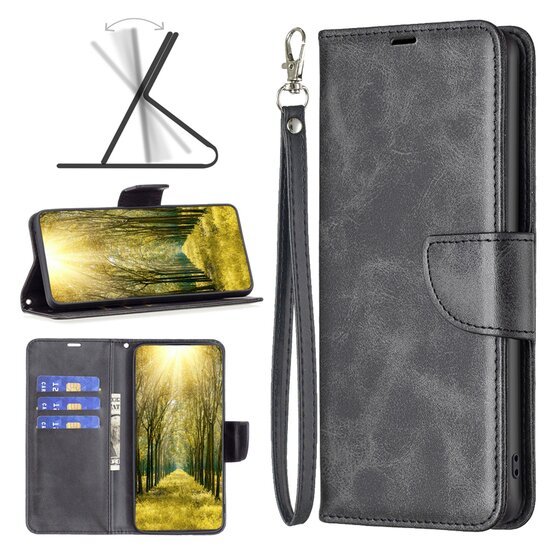 iPhone 16 Hoesje - MobyDefend Wallet Book Case Met Koord - Zwart