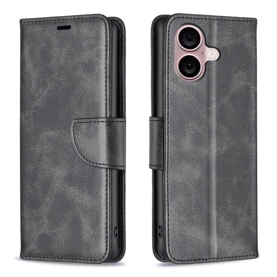 iPhone 16 Hoesje - MobyDefend Wallet Book Case Met Koord - Zwart