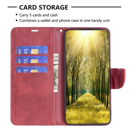 iPhone 16 Hoesje - MobyDefend Wallet Book Case Met Koord - Rood