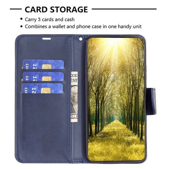 iPhone 16 Plus Hoesje - MobyDefend Wallet Book Case Met Koord - Blauw