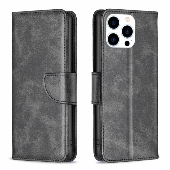 iPhone 16 Pro Hoesje - MobyDefend Wallet Book Case Met Koord - Zwart