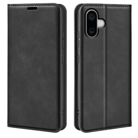 iPhone 16 Hoesje - Luxe Wallet Bookcase (Magnetische Sluiting) - Zwart