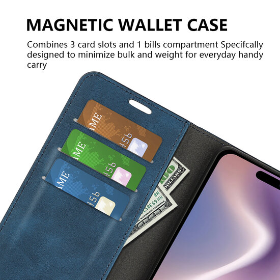 iPhone 16 Hoesje - Luxe Wallet Bookcase (Magnetische Sluiting) - Grijs