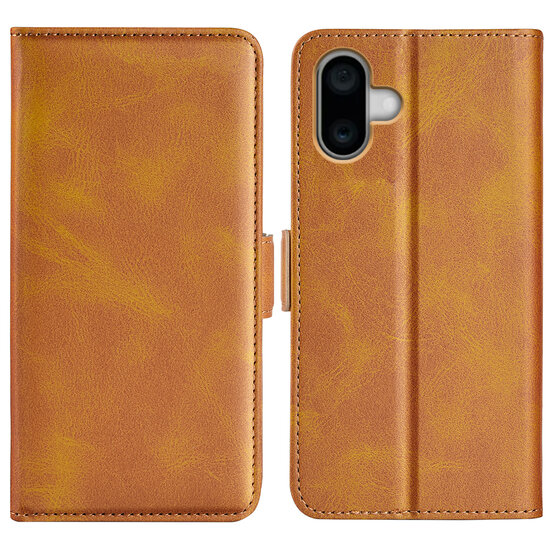 iPhone 16 Hoesje - MobyDefend Luxe Wallet Book Case (Sluiting Zijkant) - Lichtbruin