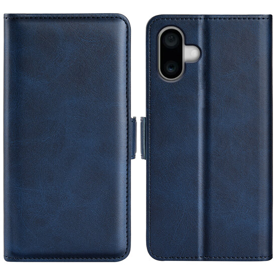 iPhone 16 Hoesje - MobyDefend Luxe Wallet Book Case (Sluiting Zijkant) - Blauw