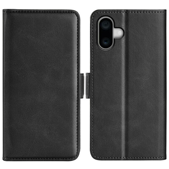 iPhone 16 Hoesje - MobyDefend Luxe Wallet Book Case (Sluiting Zijkant) - Zwart