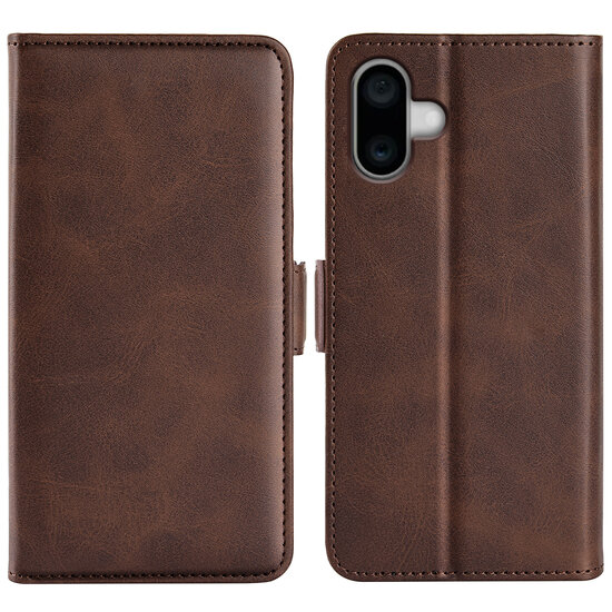 iPhone 16 Hoesje - MobyDefend Luxe Wallet Book Case (Sluiting Zijkant) - Bruin