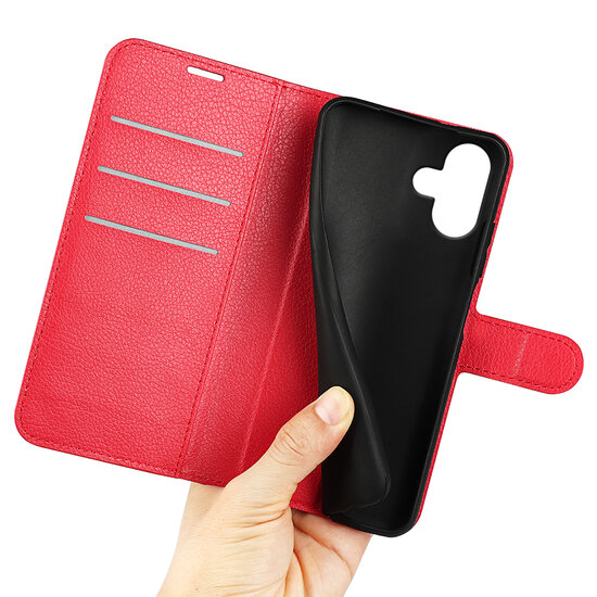 iPhone 16 Hoesje - MobyDefend Kunstleren Wallet Book Case (Sluiting Voorkant) - Rood