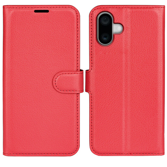 iPhone 16 Hoesje - MobyDefend Kunstleren Wallet Book Case (Sluiting Voorkant) - Rood