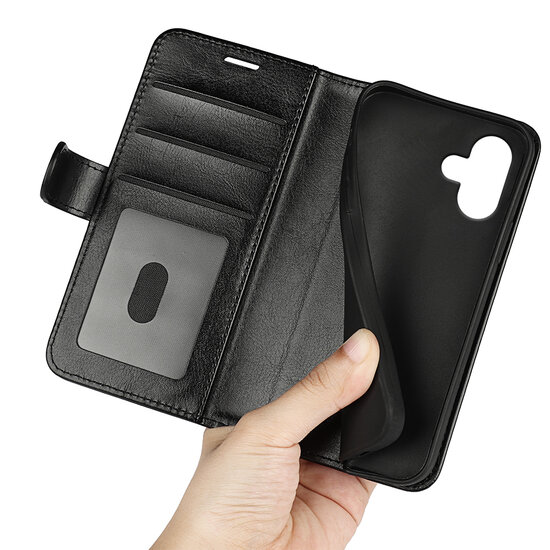 iPhone 16 Plus Hoesje - MobyDefend Wallet Book Case (Sluiting Achterkant) - Zwart