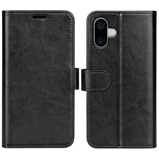 iPhone 16 Plus Hoesje - MobyDefend Wallet Book Case (Sluiting Achterkant) - Zwart