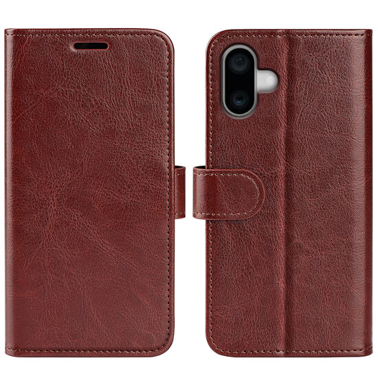 iPhone 16 Plus Hoesje - MobyDefend Wallet Book Case (Sluiting Achterkant) - Bruin