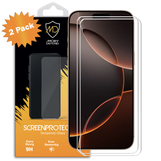 2-Pack iPhone 16 Pro Max Screenprotectors - MobyDefend Case-Friendly Screensavers - Gehard Glas