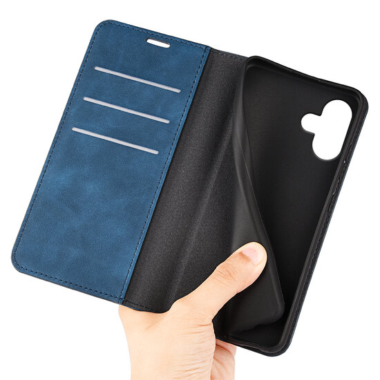 iPhone 16 Plus Hoesje - Luxe Wallet Bookcase (Magnetische Sluiting) - Blauw