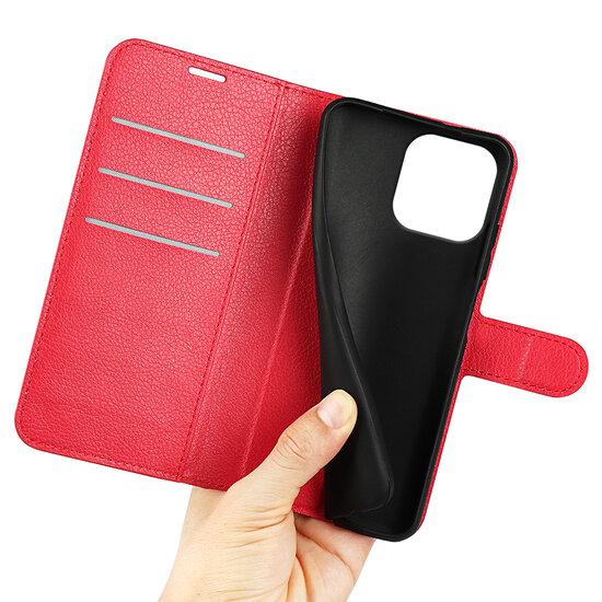 iPhone 16 Pro Max Hoesje - MobyDefend Kunstleren Wallet Book Case (Sluiting Voorkant) - Rood