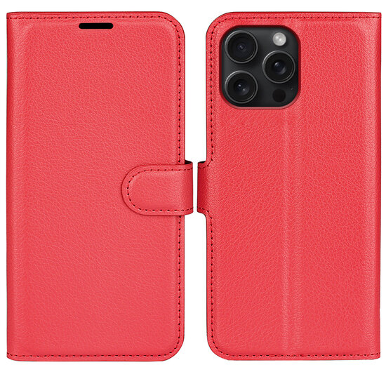 iPhone 16 Pro Max Hoesje - MobyDefend Kunstleren Wallet Book Case (Sluiting Voorkant) - Rood