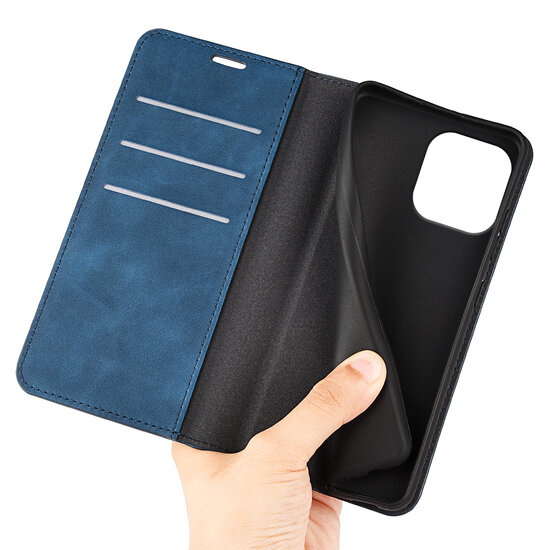 iPhone 16 Pro Max Hoesje - Luxe Wallet Bookcase (Magnetische Sluiting) - Blauw